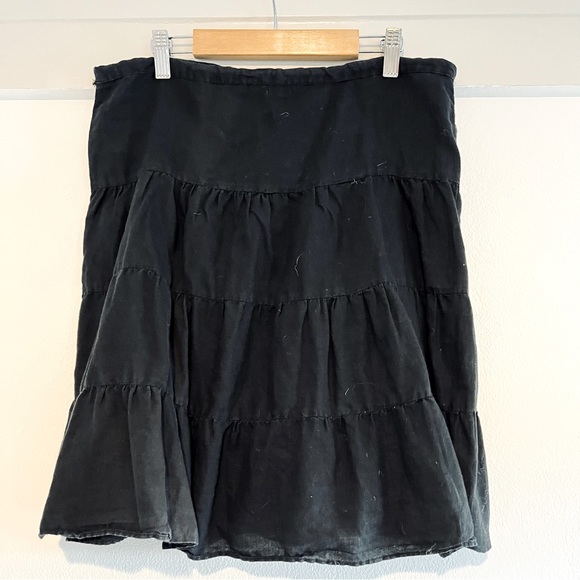Splendid Washed Black Linen/Cotton Tiered Skirt, XS - Picture 2 of 4
